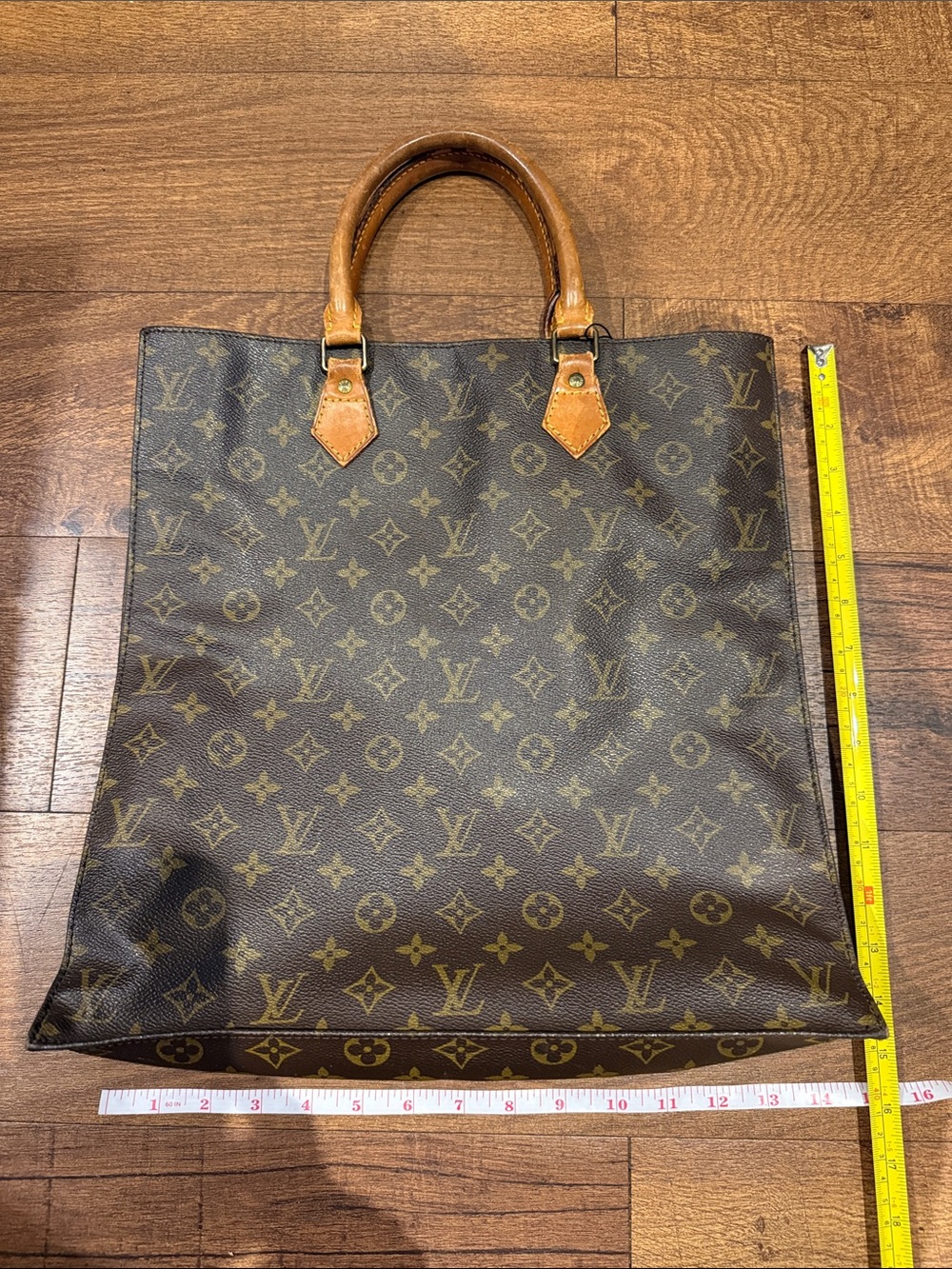 Vintage Louis Vuitton Monogram Canvas Sac Plat Top-Handle Tote in Brown & Tan